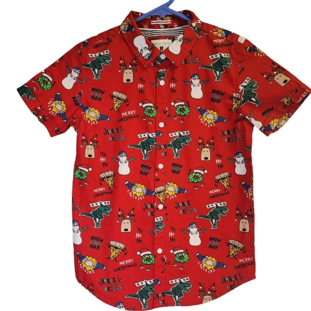 Cactus Boys Red Ho Ho Ho Christmas Shirt Boys Size 9/10